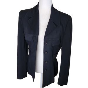 Vertigo Pour La Ville Paris Black Blazer Jacket Size M Classic Preppy EUC